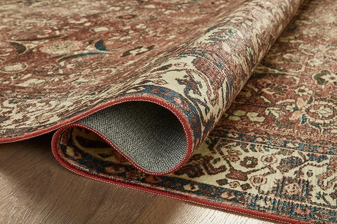 Loloi Magnolia Home by Joanna Gaines Banks Collection BAN-04 Brick/Ivory 2'-6" x 12'-0", .13" Pile Height, Machine Washable, Runner Rug