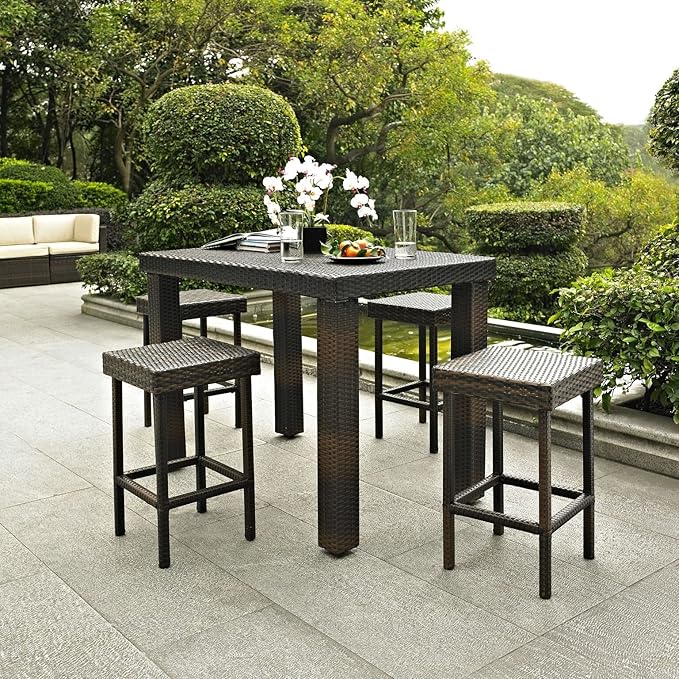 Crosley Furniture Palm Harbor 6-Person Rectangular Counter-Height Outdoor Bar Dining Table for Outside Patio, Brown
