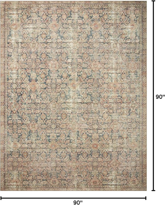 Loloi Angela Rose Aubrey Collection AUB-01 Navy/Multi 7'-6" x 7'-6", .19" Pile Height, Round Area Rug