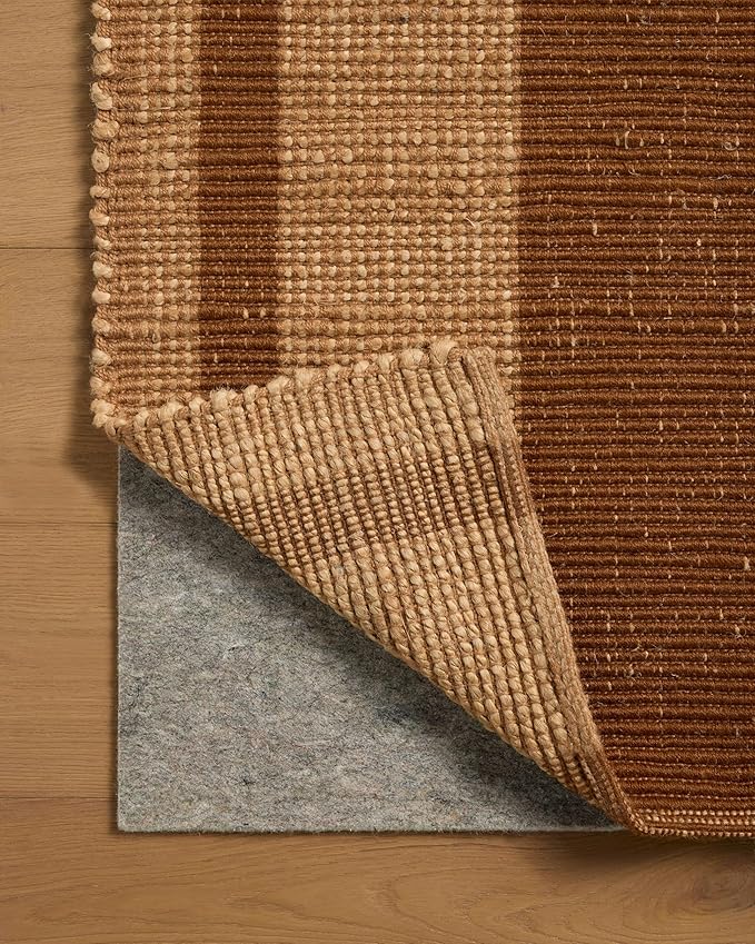 Loloi Leanne Ford Weatherstaff Collection WTS-04 Cinnamon/Natural 9'-3" x 13' Area Rug Jute, Striped, Neutral, Living Room, Bedroom, Dining Room