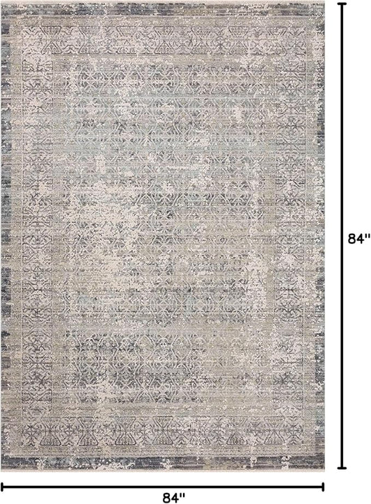 Loloi Amber Lewis Alie Collection ALE-04 Sky/Stone 7'-10'' x 7'-10'', .13'' Pile Height, Round Area Rug