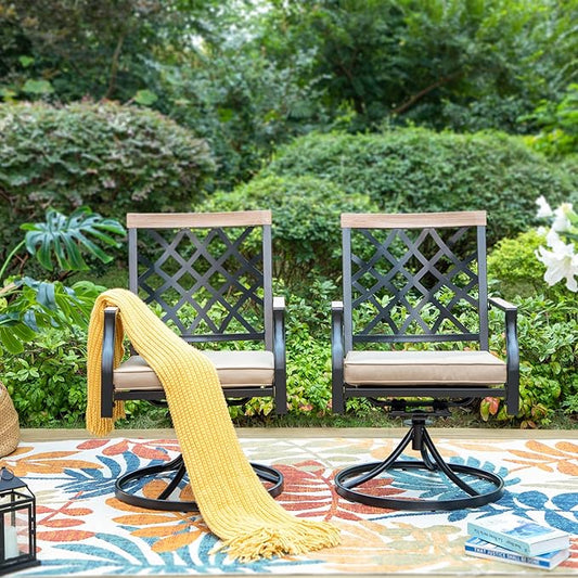 Sophia & William Outdoor Swivel Metal Chairs Set of 6, Patio Dining Chairs with Cushions, Strong Capacity Furniture Set for Garden Backyard Support 300lbs