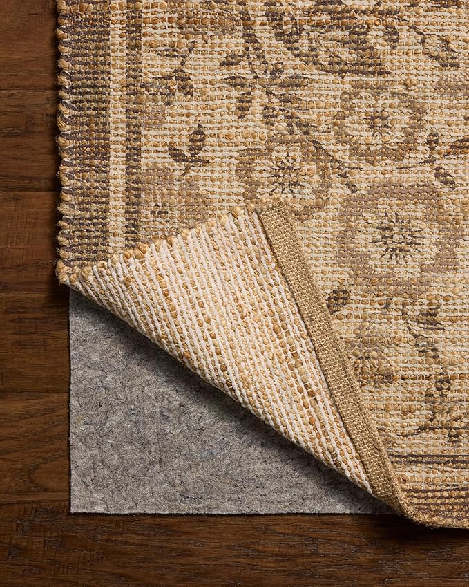 Loloi Chris Loves Julia Rue Collection RUE-03 Bark/Mocha 5'-0" x 7'-6" Area Rug Jute Neutral Floral Living Room Bedroom Rug