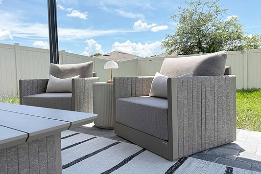 PURPLE LEAF 11 Pieces Patio Conversation Sets with Coffee Table All Weather Outdoor Couch Sectional Set with Cushion Small Conversation Set for Garden Poolside Backyard Beige