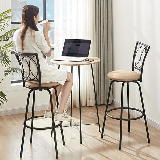 VECELO Adjustable Counter Stools, Bar Stools with 360 Degree Swivel Seat Top and Comfortable Round Seat Cushions,Steel Bistro Pub Chairs
