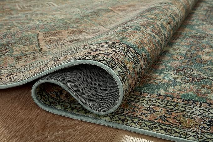 Loloi Magnolia Home by Joanna Gaines Sinclair Collection SIN-03 Turquoise/Multi 2'-3" x 11'-6", .25" Pile Height, Machine Washable, Runner Rug