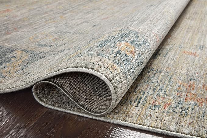 Loloi Magnolia Home by Joanna Gaines Millie Collection MIE-04 Slate/Multi 9'-6" x 9'-6", .25" Pile Height, Round Area Rug