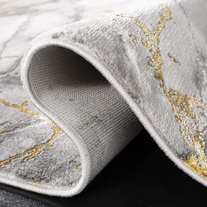 SAFAVIEH Craft Collection Area Rug - 11' Square, Grey & Gold, Modern Abstract Design, Non-Shedding & Easy Care, Ideal for High Traffic Areas in Living Room, Bedroom (CFT877F)