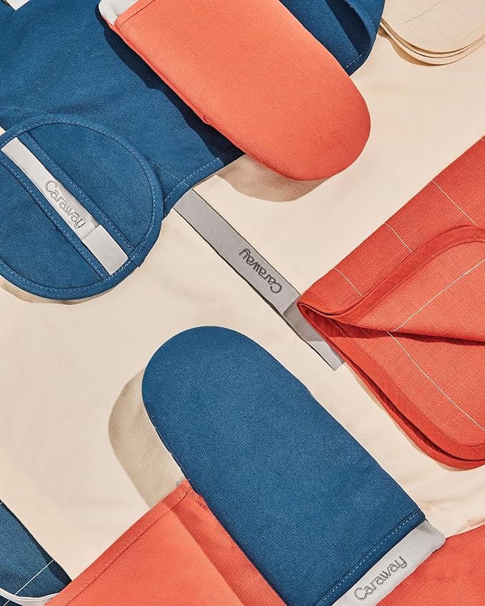 Caraway Pot Holders - 100% Organic Cotton Pot Holder - Double-Layer Stain Resistant Stitching - Resists High Heat & Low Cold Temperatures - Machine Washable - Navy