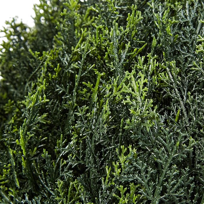 Artificial Cypress Topiary-23” Ball Style Faux Plant in Sturdy Pot-Realistic Indoor or Outdoor Potted Shrub-Home Decor by Pure Garden