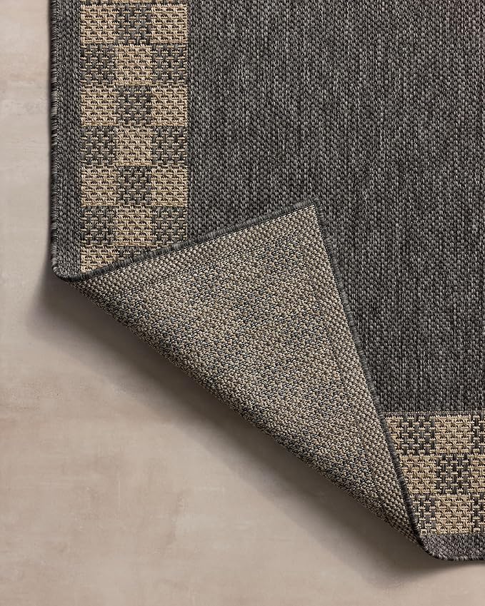 Loloi Chris Loves Julia Providence Collection PRC-01 Charcoal/Natural 8'-6" x 12', .12" Pile Height, Indoor/Outdoor Area Rug