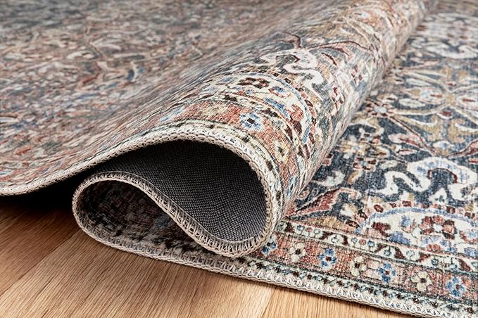 Loloi Chris Loves Julia Jules Collection JUL-06 Denim/Spice 5'-0'' x 7'-6'', .13" Pile Height, Area Rug