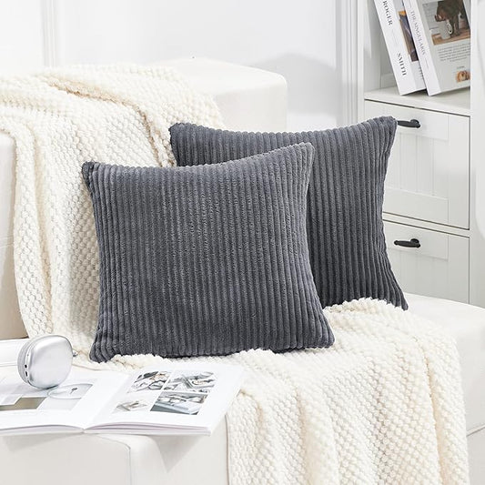 KINGYES Small Pillows Set of 2 for Sofa, Cloud Couch Small Cushions for Indoor Furniture, Gray