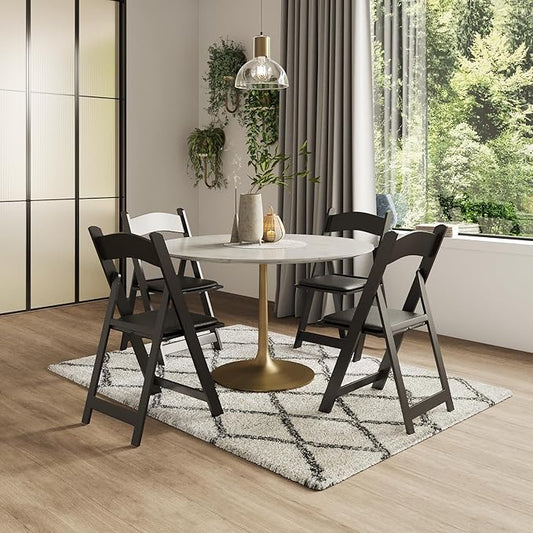 300 Black Resin Stackable Folding Chair - Comfortable Black Foldable Chair - Folding Chairs with Padded Seats - Indoor/Outdoor Folding Chairs for Events - Lightweight Foldable Chairs (300 Pack)