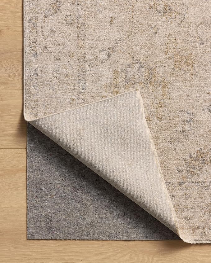 Loloi Chris Loves Julia Louisa Collection LOI-02 Oatmeal/Slate 5'-3" x 5'-3", .38" Pile Height, Round Area Rug