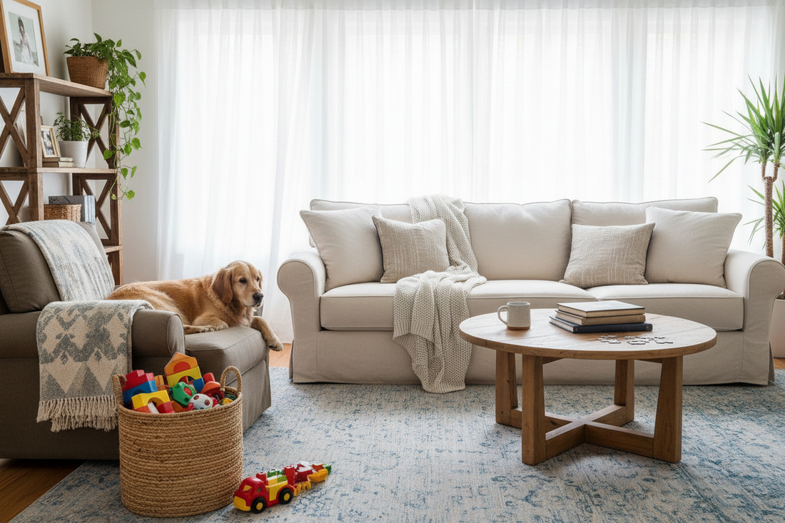 The "Live-In" Living Room: Styling for Kids, Pets, and Real Life
