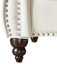Chesterfield 3 Seater Sofa, Modern Leather Tufted Couch 3 Seater with Rolled Arms and Nailhead Mid-Century Upholstered Couch for Living Room, Bedroom, Apartment and Office, White