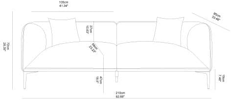 83" Mid-Century Modern Couch, Breathable Fabric Couch with Upholstered Cushions/Pillows, 3-Seat Sofas & Couches, for for Living Room/Bedroom/Lobby/officee (Brown)