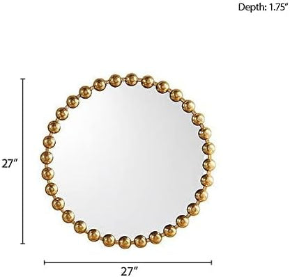 Madison Park Round Mirror, Metal Frame Circle Mirror 27 inch, Wall Art Decor Mounted Hanging for Entryway, Bathroom, hallway, Living Room, Vanity, Marlowe, Gold