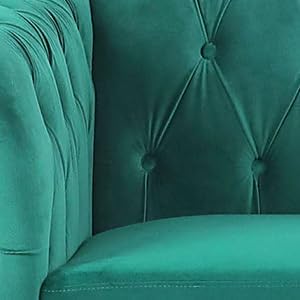 Chesterfield Loveseat Sofa, Modern Velvet Small Sofa Couch 2 Seater with Rolled Arms and Nailhead, Mid Century Modern Loveseat Couch for Small Spaces Living Room Bedroom Apartment, Green