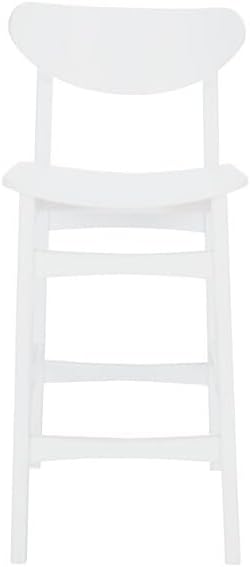 SAFAVIEH Home Collection Thaxton Mid-Century Farmhouse White 26-inch Counter Stool