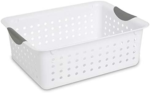 Sterilite Ultra Storage Basket with Handles for At Home or Organization, in Size Deep (6 Pack) and Medium (12 Pack), White
