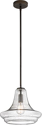 Kichler Everly 11.25" 1 Light Trumpet Pendant Clear Seeded Glass Olde Bronze®