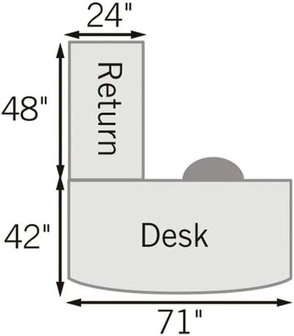 nbf signature series Modern Reversible L Shape Office Desk with Drawers - Ergonomic Computer Desk with Filing Cabinet Drawers - Ideal Executive Furniture - 71" W, Warm Ash Laminate