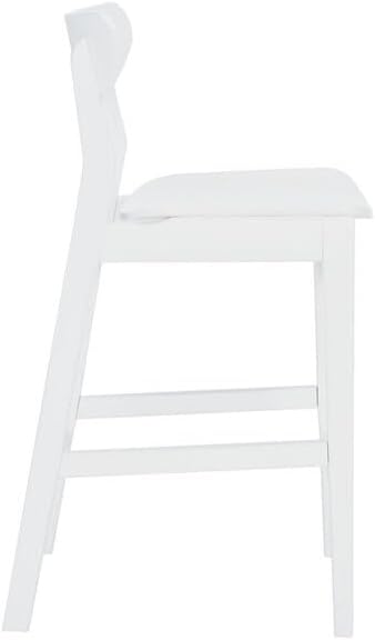 SAFAVIEH Home Collection Thaxton Mid-Century Farmhouse White 26-inch Counter Stool