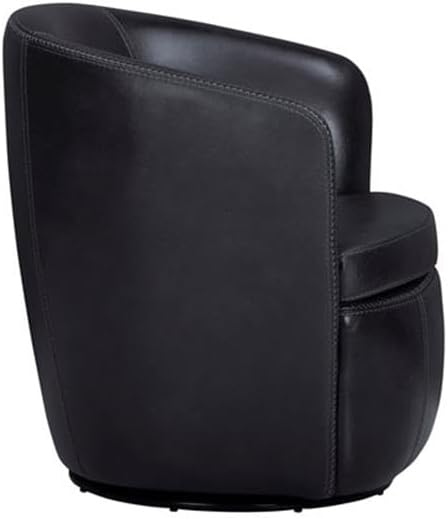 Pemberly Row Vintage Onyx Genuine Italian Leather Swivel Club Chair