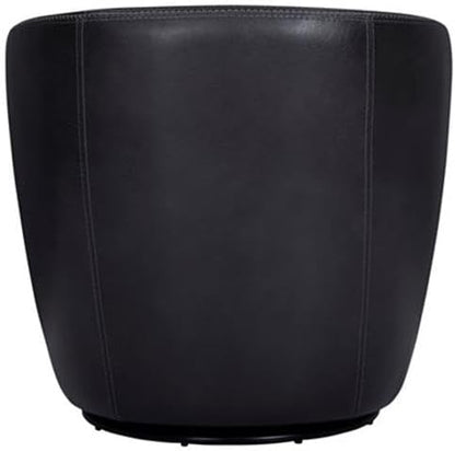 Pemberly Row Vintage Onyx Italian Leather Swivel Club Chair 2 Pack