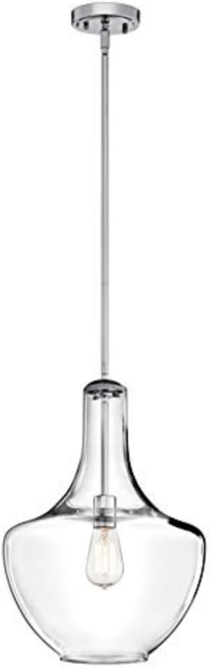 KICHLER Everly 19.75" 1 Light Bell Pendant Clear Glass Chrome