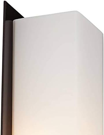 Possini Euro Design Midtown Modern Wall Light Bronze Metal Hardwired 23 1/2" 2-Light Fixture White Glass Shade for Bedroom Bedside Bathroom Vanity Living Room Hallway Dining House Home Kitchen