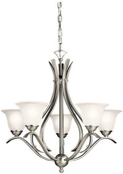 Kichler Dover 23" 5 Light Chandelier with Alabaster Swirl Glass in Tannery Bronze