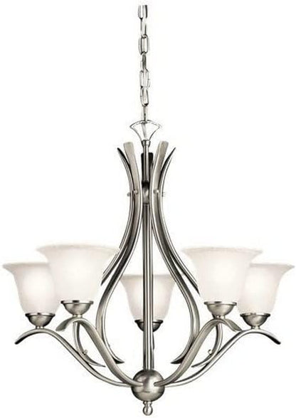 Kichler Dover 23" 5 Light Chandelier with Alabaster Swirl Glass in Tannery Bronze