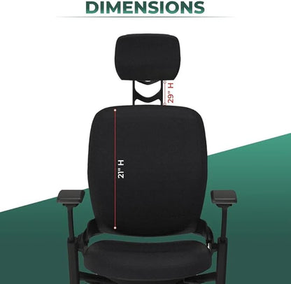 OFFICE LOGIX SHOP Leap V2 Chair with Headrest Bundle (Fabric, Black)