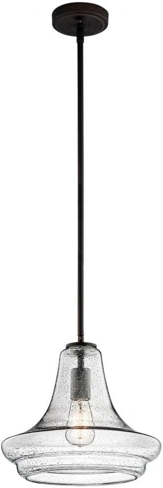 Kichler Everly 11.25" 1 Light Trumpet Pendant Clear Seeded Glass Olde Bronze®