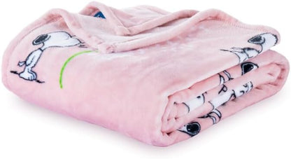 Berkshire Blanket Peanuts® VelvetLoft® Cute Character Snoopy Plush Blanket,Make A Wish Spring Pink,Twin 60 in x 90 in (Official Peanuts® Product)