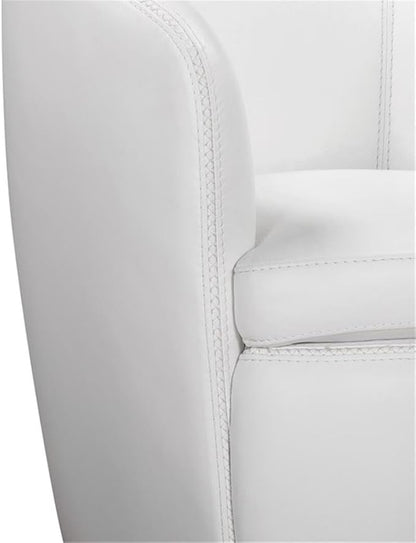 Pemberly Row Traditional All Italian Leather Swivel Club Chair in White