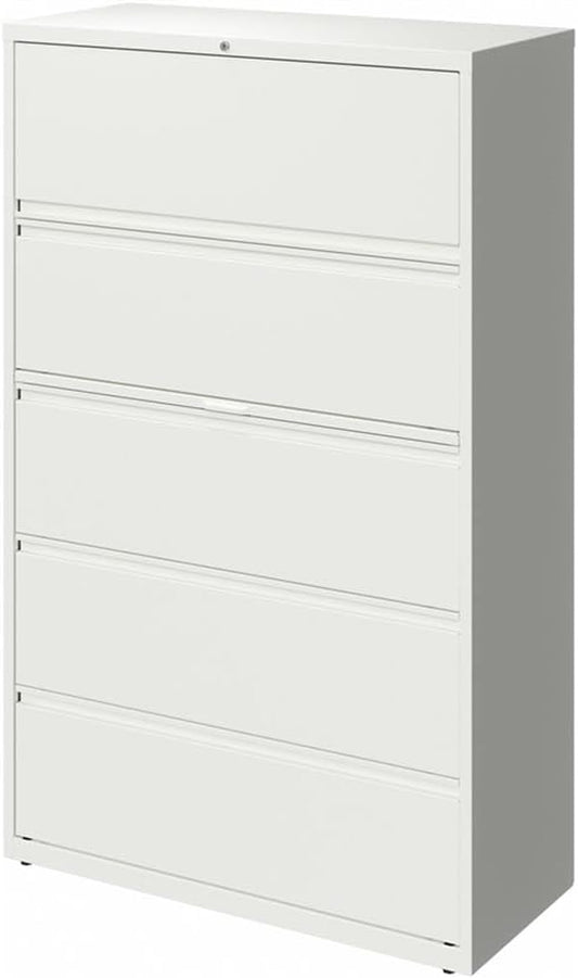 Pemberly Row 42-in Wide 5 Drawer Metal Lateral Filing Cabinet White