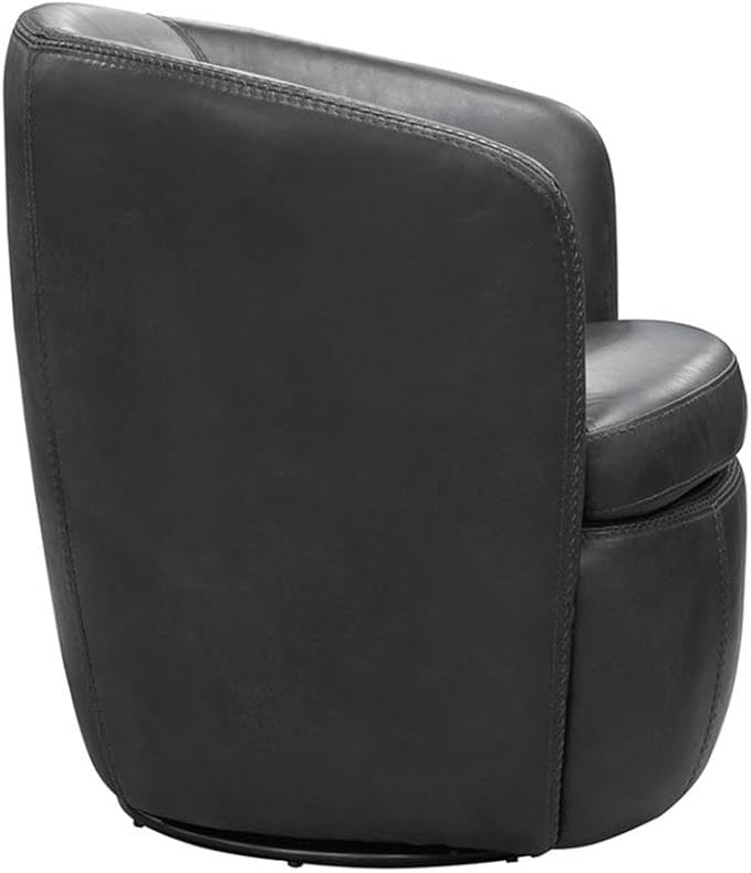 Pemberly Row Set of 2 Vintage Slate All Italian Leather Swivel Club Chair
