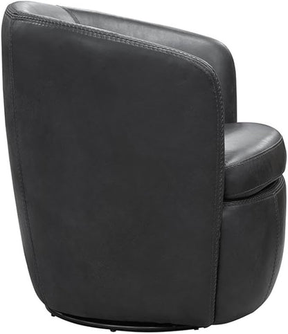 Pemberly Row Set of 2 Vintage Slate All Italian Leather Swivel Club Chair