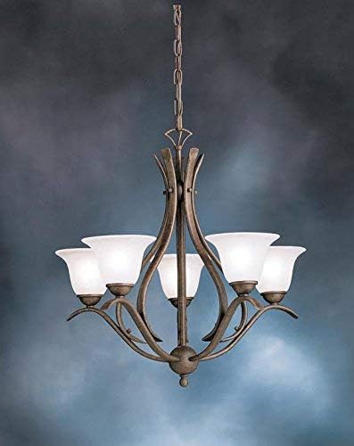 Kichler Dover 23" 5 Light Chandelier with Alabaster Swirl Glass in Tannery Bronze