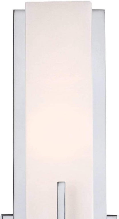 Possini Euro Design Midtown Modern Wall Mount Light Sconce Chrome Hardwired 15" High Fixture Rectangular Opal White Glass for Bedroom Bathroom Bedside Living Room Home Hallway Dining Kitchen