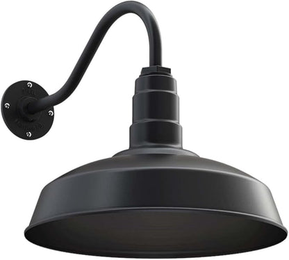 Steel Lighting Co. Gardena Barn Light | Outdoor Wall Mounted | 16" Dome | | Farmhouse Light Made in America | Matte Black Exterior/Matte Black Interior