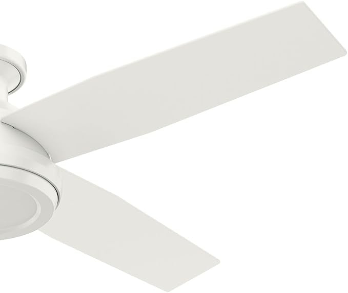 Hunter Fan 52 inch Contemporary Low Profile No Light Fresh White Ceiling Fan with Remote Control (Renewed)