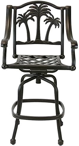 Palm Tree Cast Aluminum Powder Coated 5pc Bar Set with 48" Round Table - Antique Bronze