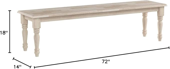 International Concepts BE-72S Shaker Style Bench, Unfinished