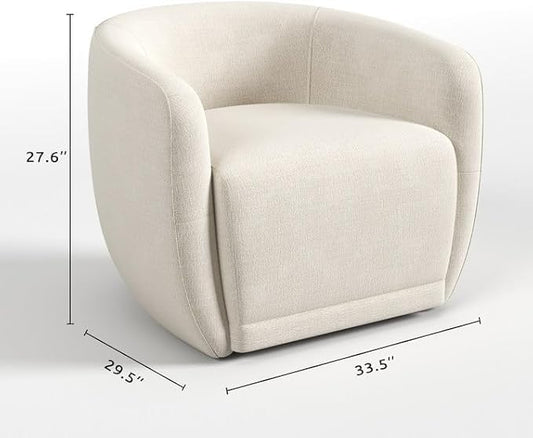 Leyu&Hafort Swivel Accent Chair, Upholstered Reading Armchair, Modern Living Room Chair, Club Living Room Chair for Bedroom, Office, Study, Apartment (Beige)