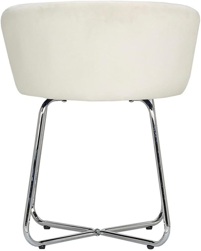 Hillsdale, Marisol Round Metal and Upholstered Vanity Stool with Scoop Back for Makeup Room or Bathroom, Off-White